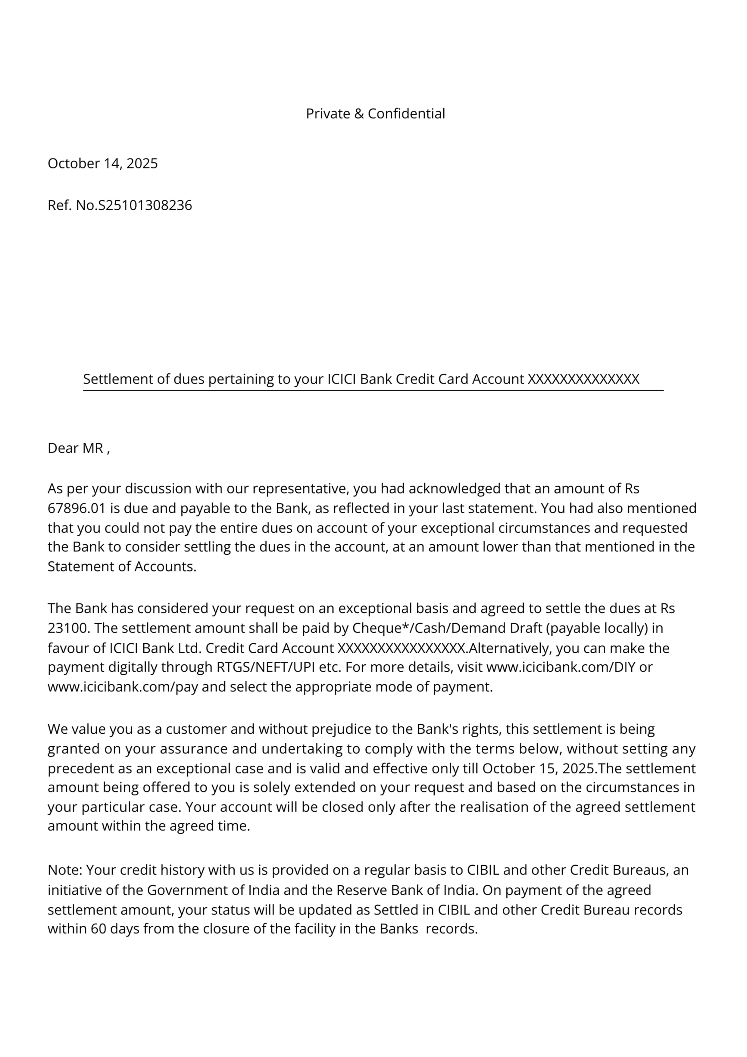 Settlement Letter 1