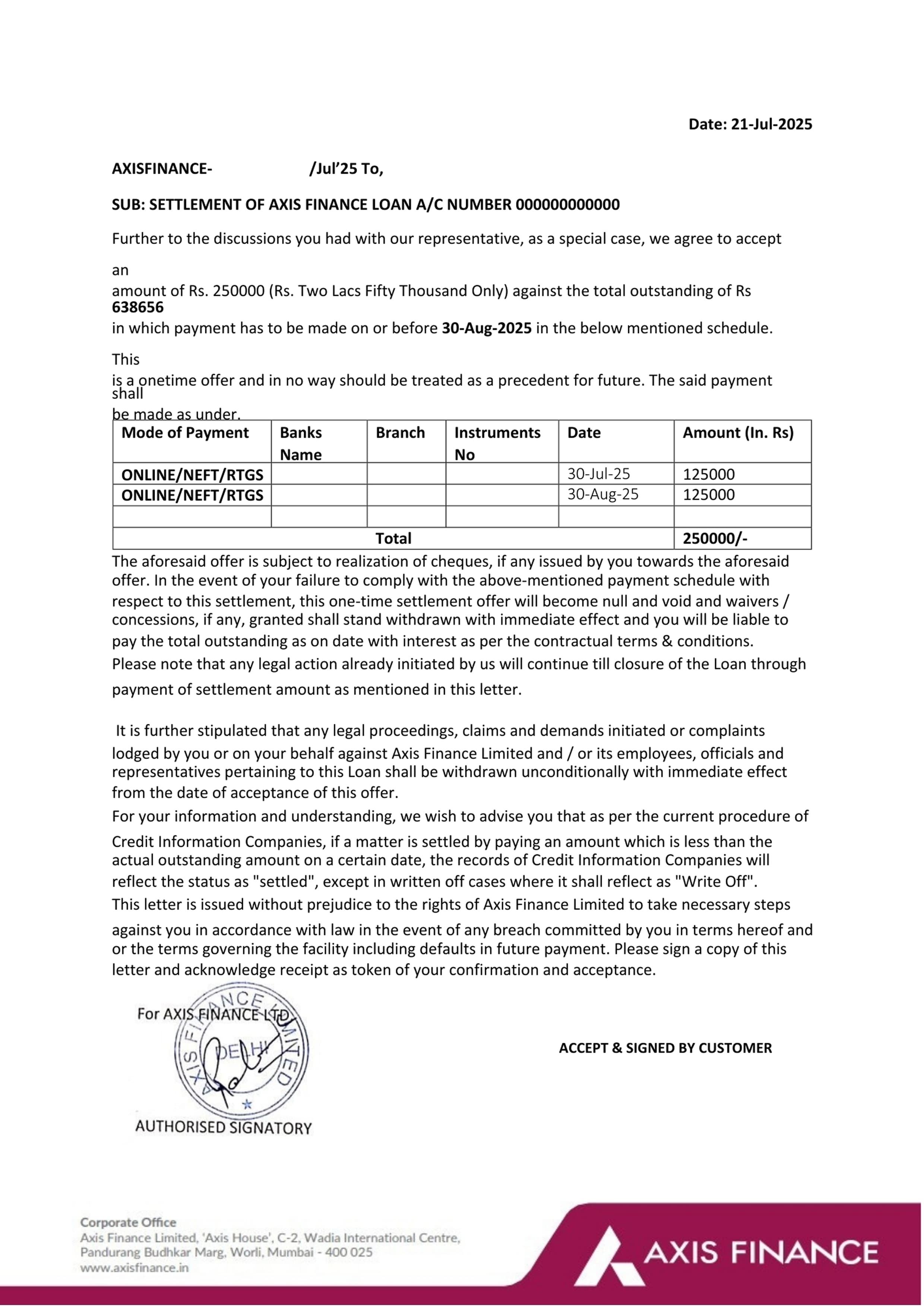 Settlement Letter 12