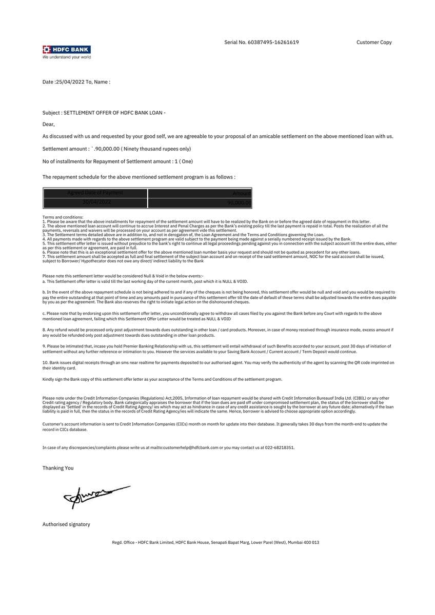 Settlement Letter 16