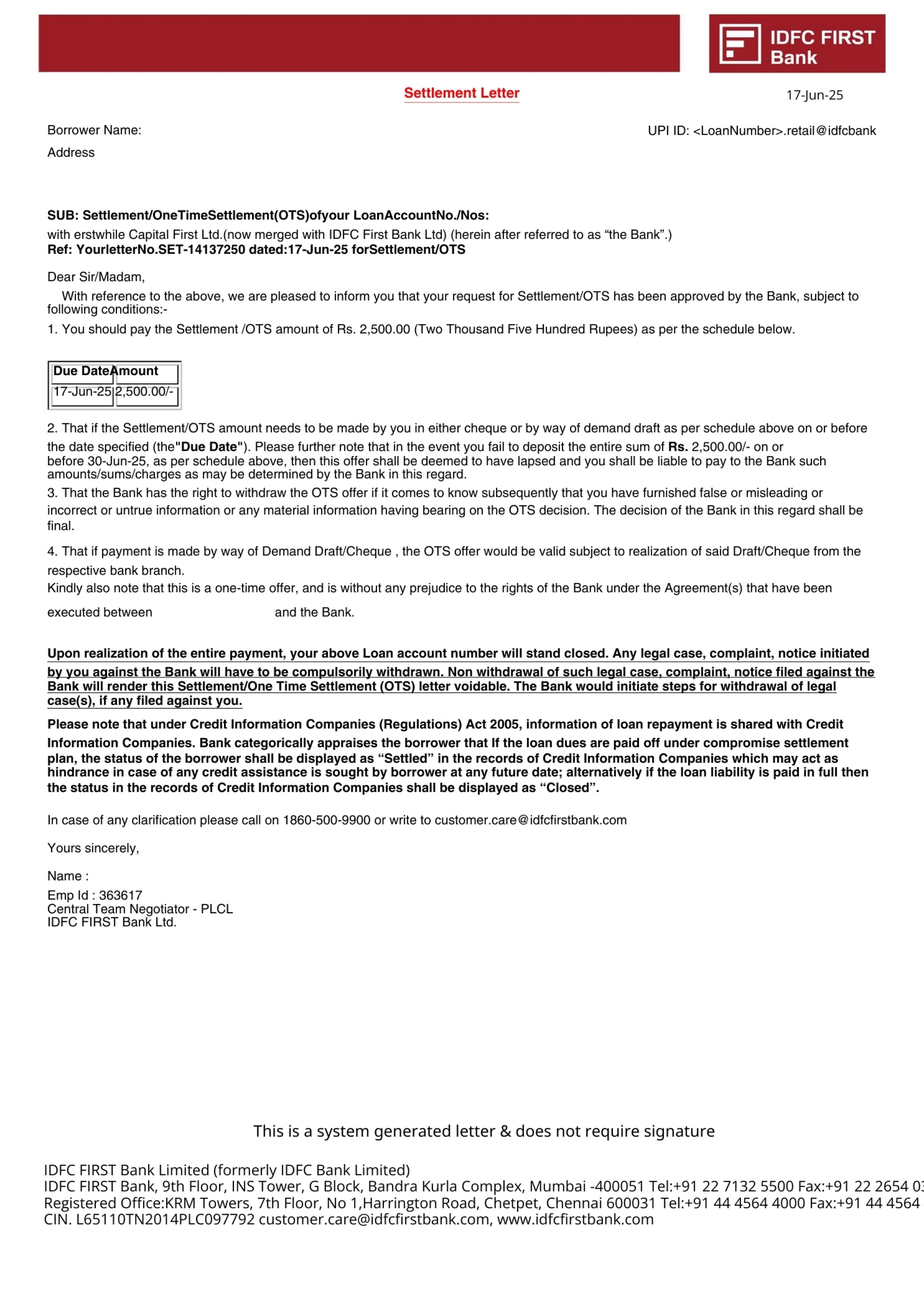 Settlement Letter 3