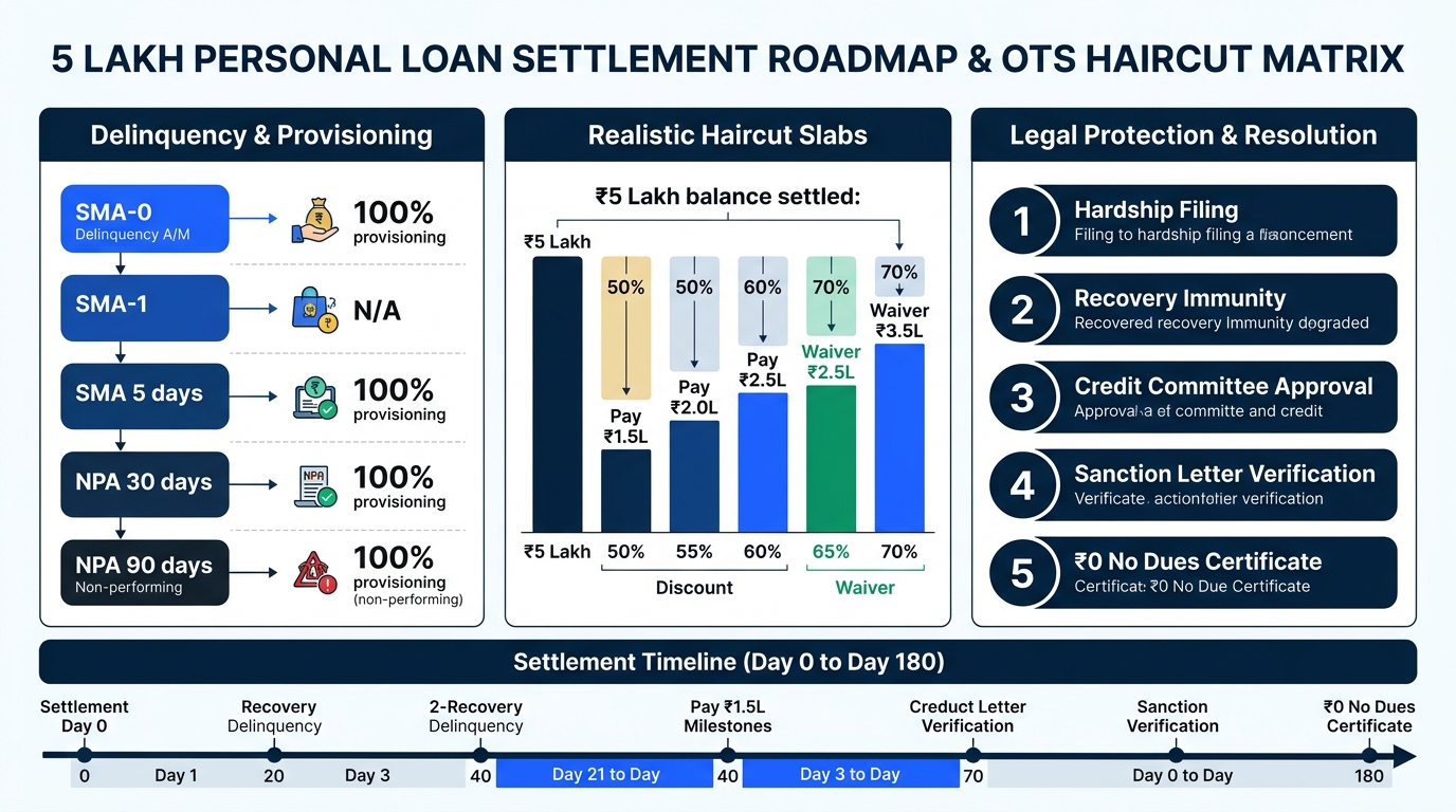 5 Lakh Personal Loan Settlement Process and Haircut Matrix Infographic