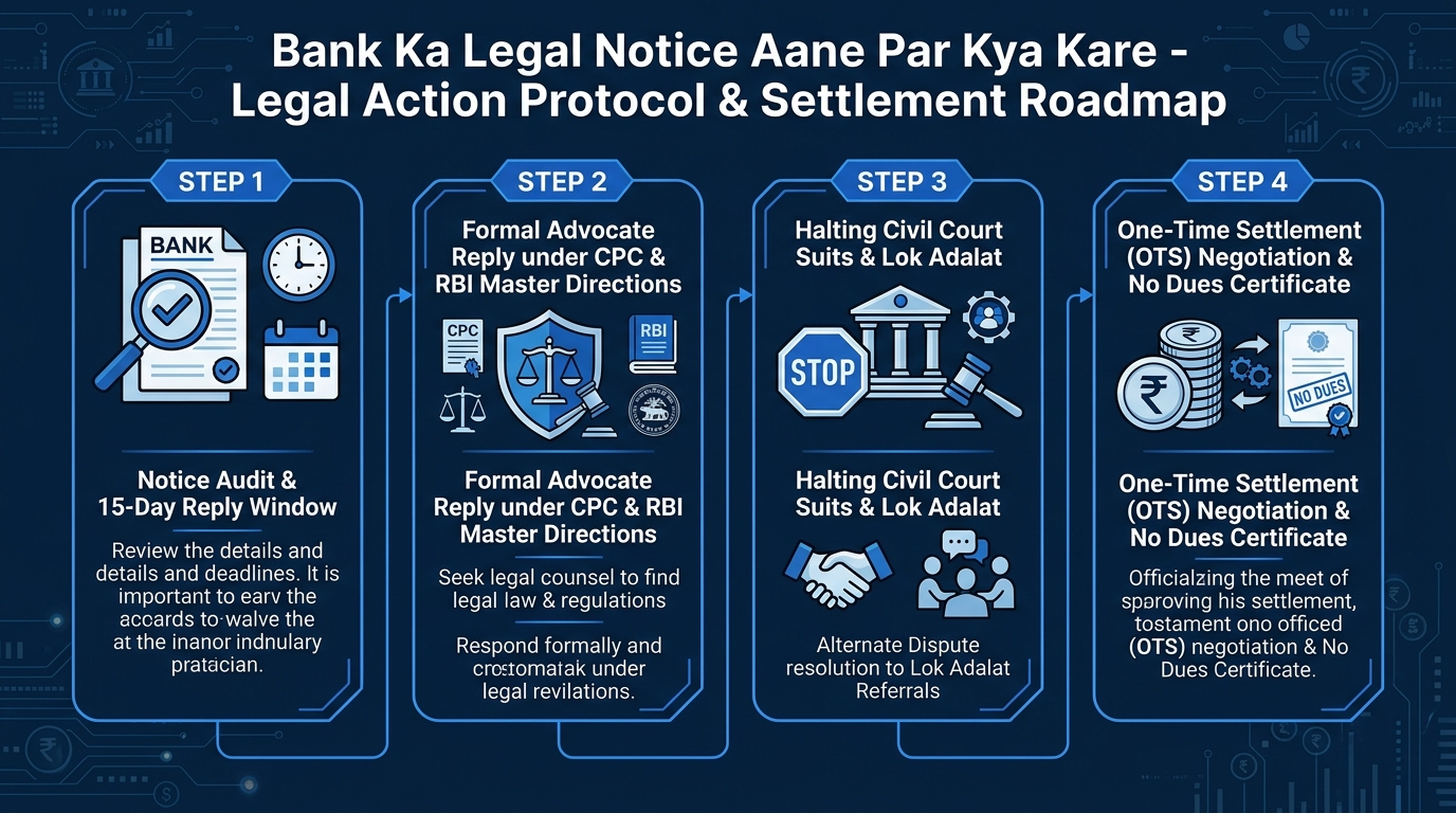 Bank Ka Legal Notice Aane Par Kya Kare Sequential Legal Action Protocol Infographic