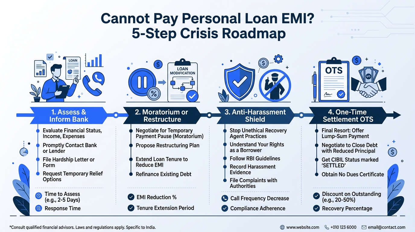 Cannot Pay Personal Loan EMI 5 Step Crisis Roadmap Infographic