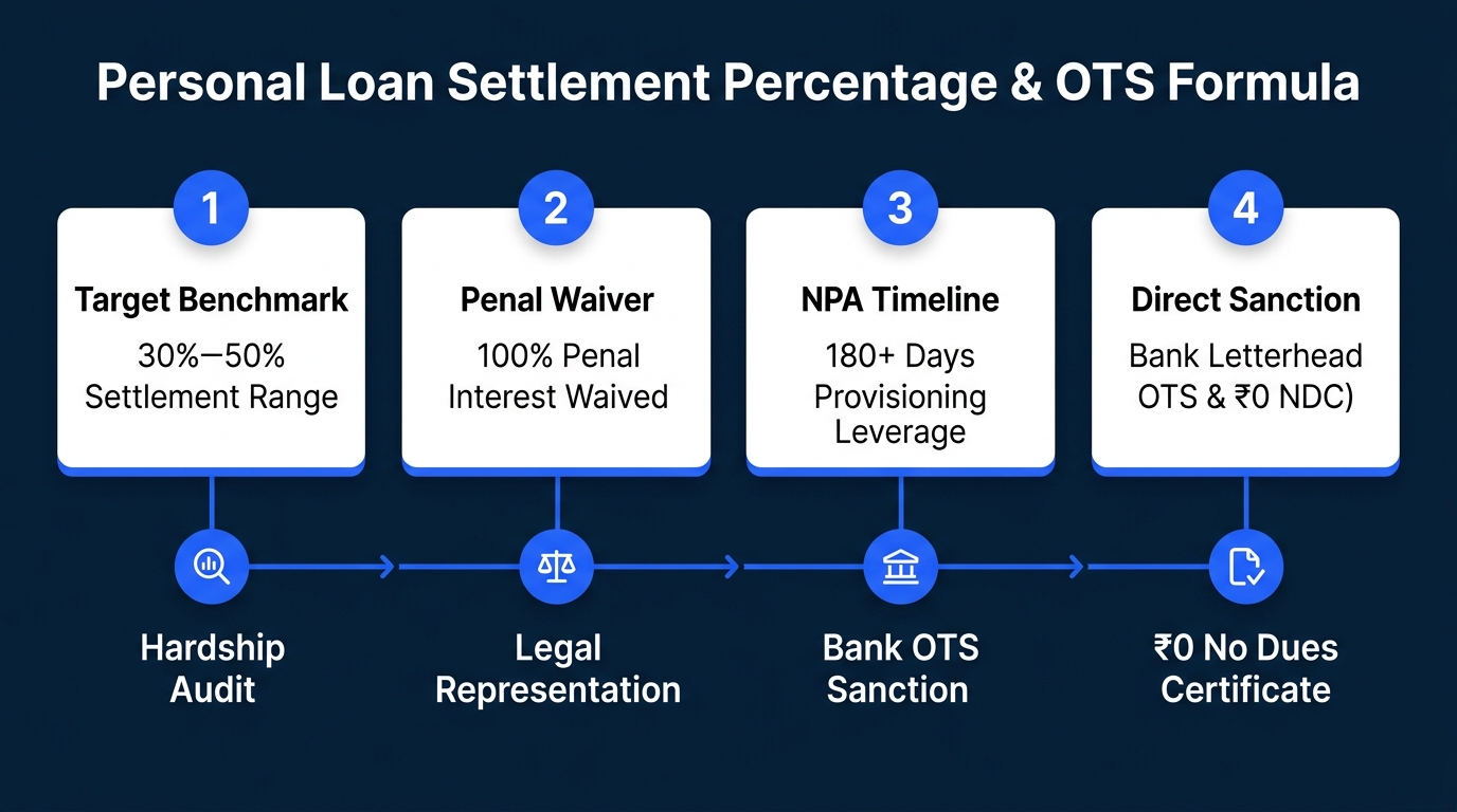 Personal Loan Settlement Percentage & OTS Formula Roadmap Infographic